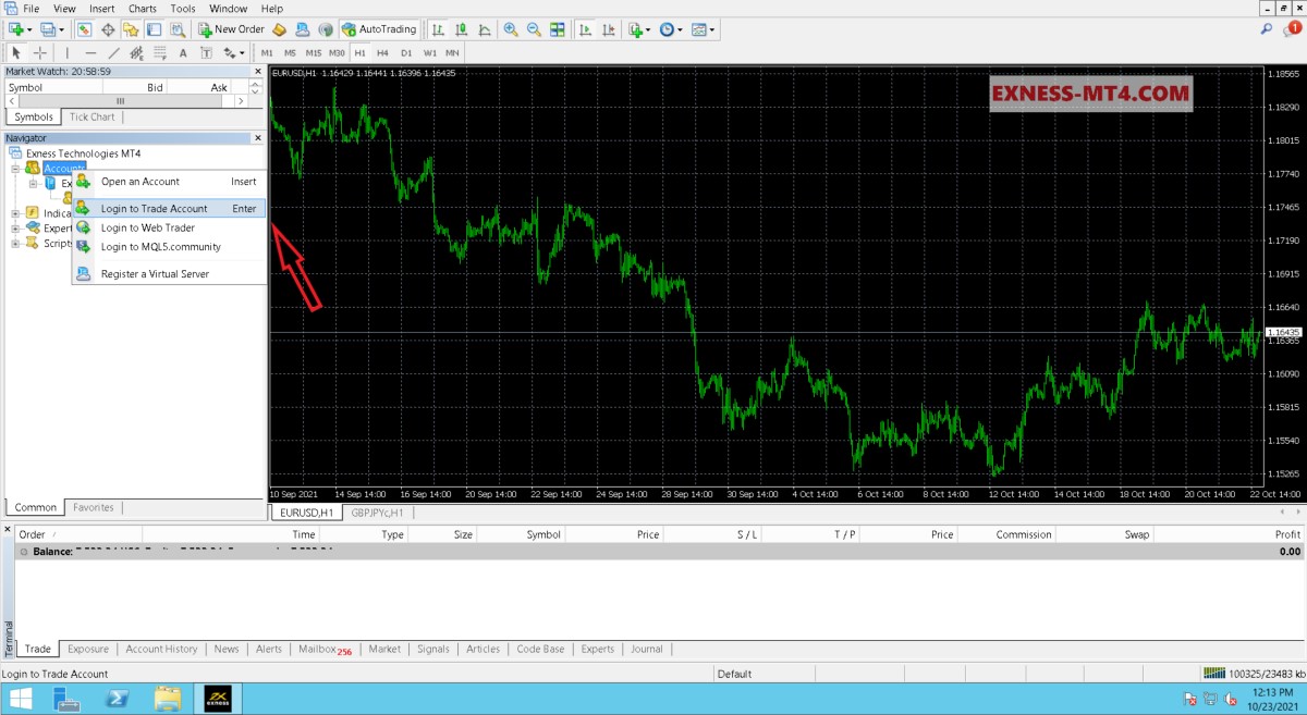 Login Metatrader 4 Exness